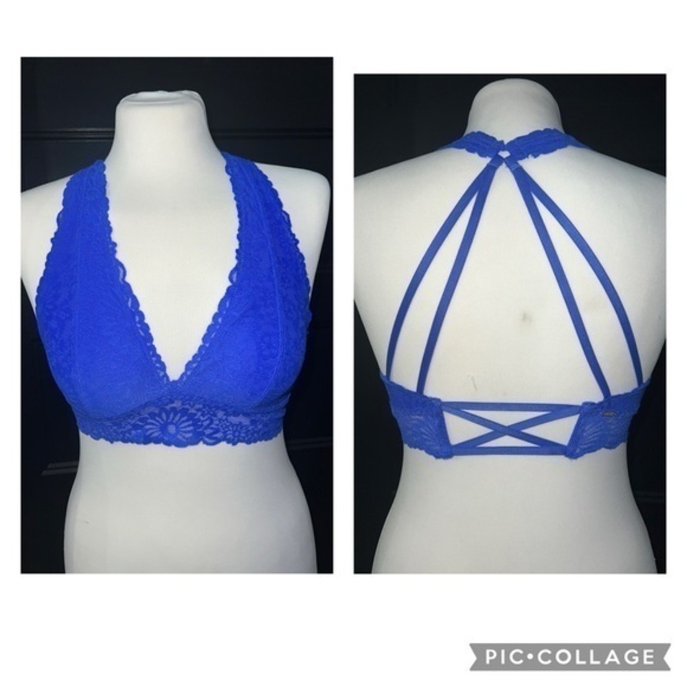 UEC PINK BY VICTORIA’S SECRET BRIGHT BLUE LACE BRALETTE SZ S